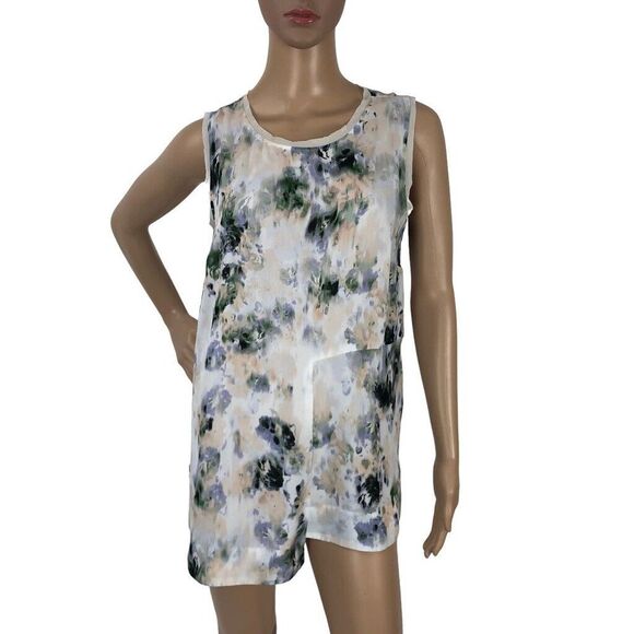 Simply Vera Wang Watercolor Floral Print Tank Top‎ Blouse Boho Office Artsy SZ M - Picture 1 of 6